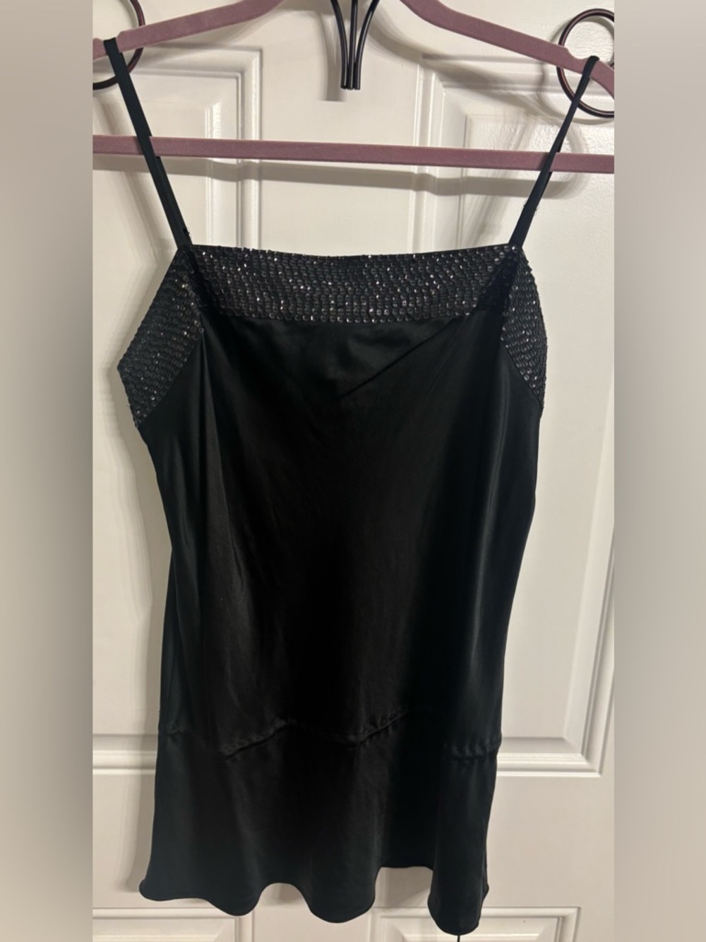 Express Black sequin silk top